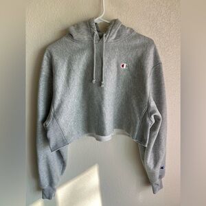 Champion Women Hoodie Reverse Weave Cropped Cut Off Gray Small -S